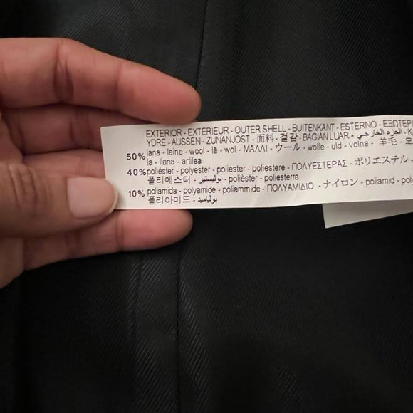 ZARA DOUBLE BREASTED WOOL BLEND COAT BLACK - Picture 3 of 3